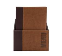 SECURIT - Set 20 Carte A4 Trendy con Box - Colore Marrone | Similpelle - 1 Doppio Inserto 4 Pagine A4 - Ideale per Bar e Ristoranti