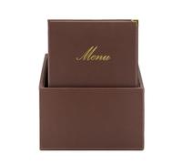 Securit - Set da 20 Porta Menu A4 Box Inclusa Linea Classic - Per Caffè, Ristoranti, Bar - Similpelle - Colore Marrone