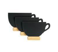 SECURIT - Set 3 Lavagne Tavolo Silhouette Tazza - Per Pennarelli Gesso | Include Base in Legno Laccato - Inserto Rimovibile - Pennarello Incluso