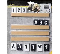 Securit - Set 4 Mensole Parete - 169 Tessere Double Face - Colore Teak | Scaffalatura personalizzabile con lettere e simboli - Per bar e casa - 2,5x25cm - Finitura elegante