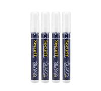 SECURIT - Set Da 4 Pennarelli A Gesso Liquido Resistenti all'Acqua - Per Lavagne, Vetro, Metallo, Porcellana, Specchio, Plastica - Punta Media 2-6mm - Colore Bianco