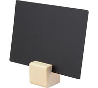 SECURIT - Set 6 Supporti Cubi con Lavagne A7 - Legno di Teak - 2,5 cm | Include 6 supporti in legno con fessura, 6 lavagne A7 e un pennarello a gesso