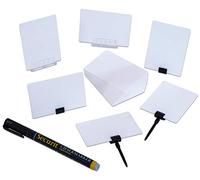 SECURIT - Set Da 20 Etichette - Per Pennarelli A Gesso Liquido - Per Caffè, Ristoranti, Bar, Negozi - Formato A8 - Supporti e 1 Pennarello Nero Inclusi - 7,4x5,2x0,1cm - Colore Bianco