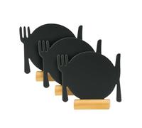 Mini lavagna segnaposto Silhouette - 13,5x9,3 cm - forma piatto - nero - Securit - set 3 pezzi