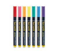SECURIT - Set Da 7 Pennarelli A Gesso Liquido Assortiti - Per Lavagne, Vetro, Metallo, Porcellana, Specchio, Plastica - Punta Fina 1-2mm - Colori Rosso, Blu, Arancione, Giallo, Rosa, Verde, Viola