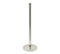 SECURIT - Set di 2 Colonnine e Base per Sistema Barriera Budget - Per Bar, Ristoranti, Pub, Negozi - Testa Piatta - 4 Punti di Connessione - Acciaio Inox Lucido - Finitura Cromata
