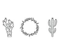SECURIT - Set Di 3 Stencil Piante - 1 Pennarello a Gesso Liquido Incluso | Motivi Piante - Bianco e Riutilizzabili - Per Lavagne e Vetri