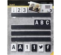 Securit LES-BL-100 Mensola Porta Messaggio, Colore Nero-169 Caratteri Inclusi (Bianco & Nero) -1m, Legno, 20 x 33.5 x 30 cm