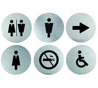 Pittogrammi adesivi - acciaio inox - diametro 10 cm - Securit - set 6 targhette