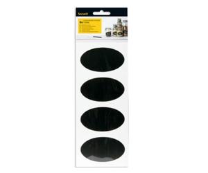 SECURIT - Set di 8 Etichette Autoadesive - Forma Ovale - Colore Nero | Rimovibili e Riutilizzabili - Impermeabili - 4,7x8cm - Per Pennarelli a Gesso