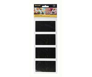SECURIT - Set di 8 Etichette Autoadesivi - Rettangolari - 4,7x8cm - Nero | Adesivi Riutilizzabili - Impermeabili - Per Gesso Liquido - Per Bar e Pub