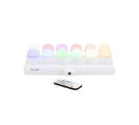 SECURIT - Set di Candele LED Ricaricabili Amsterdam RGB - Wireless - Magnetiche - Per Bar, Caffè, Ristoranti - 13 Colori - 12 Candele, Telecomando, Base, Cavo di Ricarica Incluso