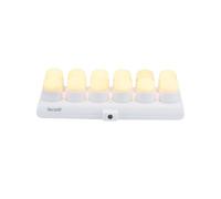 SECURIT - Set di Candele LED Ricaricabili Amsterdam - Wireless - Magnetiche - Per Bar, Caffè, Ristoranti - Bianco Caldo - 12 Candele, Telecomando, Base, Cavo di Ricarica Incluso