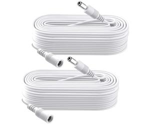 Security-01 Confezione da 2 Cavo di prolunga di alimentazione DC da 8 m, presa 5,5 mm x 2,1 mm, DC 5 V 6 V 9 V 12 V 24 V per telecamere di sicurezza, DVR, router, stampante, striscia LED, Bianco
