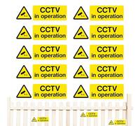 Security Camera Signs - Self-Adhesive Video Camera Signs For Outside | 10 Pieces Weatherproof Property Safety Stickers For Indoor Outdoor Driveway Home Office School Business | 15x5cm/5.91x1.97 Inches
