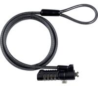 Security lock with 4-wheel - combination for K-Slot 4.5mm - x 180cm Cut-resistant 7x7 twisted strand carbon steel Black 4.5mm x NEW