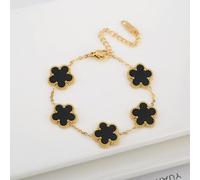 SECWL Braccialetto Regolabile a Forma di Trifoglio con Petali di Fiori a Cinque Foglie in Acciaio Inossidabile Donna e Ragazza
