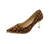 SECWL Scarpe col Tacco Alto Sexy con Stampa Leopardata da Donna, Punta in Metallo, Punta a Punta, Tacchi Sottili, Bocca Bassa, Scarpe di Lusso, Tempo Libero, Banchetto, Posto di Lavoro