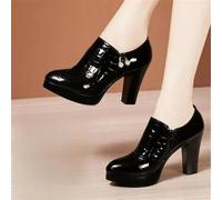 SECWL Scarpe con Plateau e Bocca Profonda da Donna in Pelle Verniciata, con Tacchi Alti da Donna, Scarpe da Ufficio da Donna, Stivali, Taglie Forti 32-43