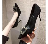 SECWL Scarpe da Ginnastica con Tacco Alto in Velluto da Donna, Punta a Punta, Stile Tweed con Strass, Scarpe Singole Basse, Stagione Estiva, Tomaia in Gomma