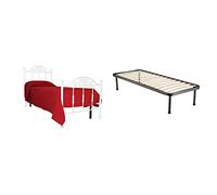 Sedam Srl Letto Singolo, in Ferro BATTUTO, Modello Tiziano, Vari Colori Disponibili (Bianco + Rete Compatibile 80x190 Top QUALITA')