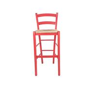 Sedam Srl Sgabello Venezia, in Legno MASSELLO, Comodo e Resistente, per Interni ed Esterni, Vari Colori e SEDUTE Disponibili, Ordine Minimo 2 Pezzi (Rosso, Paglia)