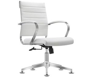 Sedero Sedia da conferenza Cádiz - struttura cromata - con molte funzioni ergonomiche (ecopelle, bianco)