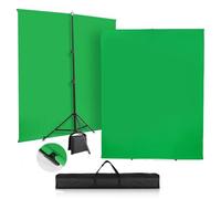 SEDGEWIN Greenscreen con supporto, 1,5 x 2 m, supporto per sfondo fotografico aggiornato con Chromakey, per YouTube, video, studio fotografico, streaming, giochi, TikTok