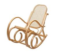 Sedia a Dondolo Classica Elegante M41 Legno Chiaro Seduta Rattan