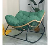 Sedia a dondolo con cuscino imbottito in rattan vimini, struttura in metallo oversize per interni, supporta patio esterno moderno