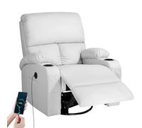 Sedia a dondolo con funzione relax, poltrona massaggiante con vibrazione e calore, porte USB e Type-C, girevole a 360°, per soggiorno, camera da letto, cameretta dei bambini, camper, Grigio chiaro