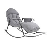 Sedia a dondolo con piedi, 128 x 60 x 56 cm, extra large, regolabile, peso massimo 200 kg, poltrona lounge con 3 file di angolo regolabile, sedia reclinabile senza peso (grigio scuro)