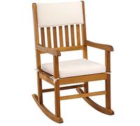Sedia a Dondolo Cuscini icnlusi Legno d' Acacia Relax seggiola Basculante da Giardino Veranda mobili da Esterno