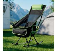 InnovaGoods - Sedia a dondolo pieghevole da campeggio 2 in 1, sedia fissa o oscillante, schienale alto in rete traspirante, tasca, cuscino cervicale, borsa per il trasporto, portatile, campeggio