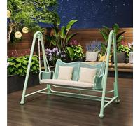 Sedia A Dondolo Da Giardino Con Cuscino, Altalena Da Esterno Con Telaio In Lega Di Acciaio, Corda Intrecciata A Doppio Strato, Lavorata A Mano, Per Cortile, Prato, Portico(B)