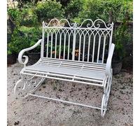 Sedia a dondolo da giardino in ferro battuto, per patio e parco, elegante mobile bianco per il tempo libero, 119,4 cm, per relax e decorazione
