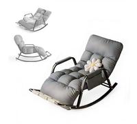 Sedia a dondolo doppia oversize con seduta rimovibile, schienale regolabile in 5 posizioni, rullo per l'età del piede, comfort per tutte le stagioni, colore grigio, perfetta per il relax