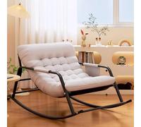 Sedia a dondolo ergonomica reclinabile per soggiorno, camera da letto e terrazza, comoda struttura in metallo, elegante sedia da salotto per rilassarsi e leggere