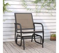 vidaXL Sedia a Dondolo Giardino Marrone 61x76x87cm Textilene e Acciaio