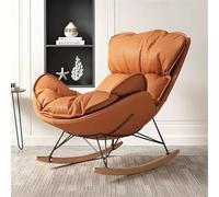 Sedia A Dondolo Glider Sedie D'accento Sedia A Dondolo Imbottita, Sedie per Il Tempo Libero Lounge in Tessuto Tecnico, con Base in Legno Massello per Soggiorno Camera da Letto, Orange, One Size