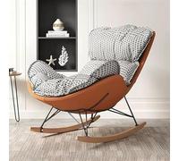 Sedia A Dondolo Glider Sedie D'accento Sedia A Dondolo Imbottita, Sedie per Il Tempo Libero Lounge in Tessuto Tecnico, con Base in Legno Massello per Soggiorno Camera da Letto, Swallow Gird, One Size