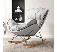 Sedia A Dondolo Glider Sedie D'accento Sedia A Dondolo Imbottita, Sedie per Il Tempo Libero Lounge in Tessuto Tecnico, con Base in Legno Massello per Soggiorno Camera da Letto, Light Gray, One Size