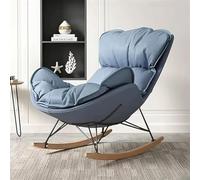 Sedia A Dondolo Glider Sedie D'accento Sedia A Dondolo Imbottita, Sedie per Il Tempo Libero Lounge in Tessuto Tecnico, con Base in Legno Massello per Soggiorno Camera da Letto, Blue, One Size