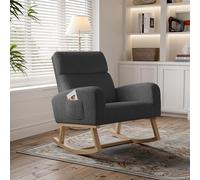 Sedia a dondolo grigio scuro con gambe in legno massello, moderna sedia a dondolo per interni per soggiorno e camera da letto, comoda ed elegante, design pratico per la decorazione della casa