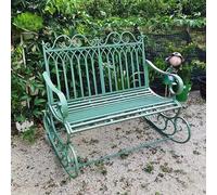 Sedia a dondolo in ferro battuto, panca da esterno per decorazione da giardino, comoda mobilia per il tempo libero per il relax, design durevole ed elegante