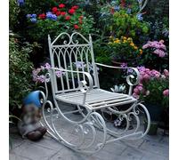 Sedia a dondolo in ferro battuto, panca da giardino per esterni, elegante arredamento per il tempo libero per relax e decorazione, design durevole e resistente alle intemperie