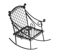 Sedia a dondolo in ferro in miniatura, accessori per mobili per casa delle bambole, stile europeo, mini sedia modello per micro paesaggi per decorare la casa delle bambole, nero