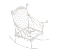 Sedia a dondolo in ferro in miniatura, accessori per mobili per casa delle bambole, stile europeo, modello mini sedia per micro paesaggi, decorazione per la casa delle bambole, bianca