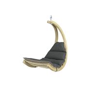 Sedia a dondolo in legno antracite con cuscino gris / plata