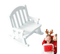 Sedia a dondolo in miniatura, scala 1:12, in legno, bianco, marrone, rosso, mobili per casa delle bambole, accessorio in stile vittoriano per esporre torte, decorazioni fai da te